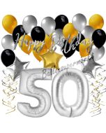 50. Geburtstag Dekorations-Set mit Ballons Happy Birthday Glamour, 34 Teile