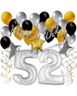 52. Geburtstag Dekorations-Set mit Ballons Happy Birthday Glamour, 34 Teile