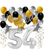 54. Geburtstag Dekorations-Set mit Ballons Happy Birthday Glamour, 34 Teile