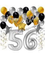 56. Geburtstag Dekorations-Set mit Ballons Happy Birthday Glamour, 34 Teile