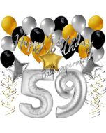 59. Geburtstag Dekorations-Set mit Ballons Happy Birthday Glamour, 34 Teile