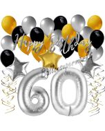 60. Geburtstag Dekorations-Set mit Ballons Happy Birthday Glamour, 34 Teile
