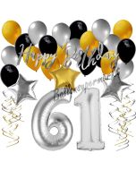 61. Geburtstag Dekorations-Set mit Ballons Happy Birthday Glamour, 34 Teile