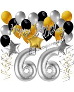 66. Geburtstag Dekorations-Set mit Ballons Happy Birthday Glamour, 34 Teile
