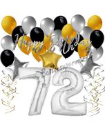 72. Geburtstag Dekorations-Set mit Ballons Happy Birthday Glamour, 34 Teile