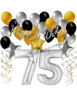 75. Geburtstag Dekorations-Set mit Ballons Happy Birthday Glamour, 34 Teile