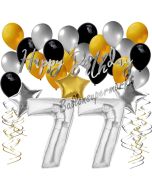 77. Geburtstag Dekorations-Set mit Ballons Happy Birthday Glamour, 34 Teile