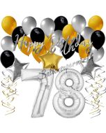 78. Geburtstag Dekorations-Set mit Ballons Happy Birthday Glamour, 34 Teile