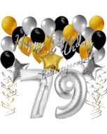 79. Geburtstag Dekorations-Set mit Ballons Happy Birthday Glamour, 34 Teile