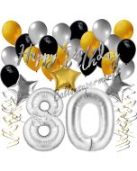 80. Geburtstag Dekorations-Set mit Ballons Happy Birthday Glamour, 34 Teile