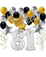81. Geburtstag Dekorations-Set mit Ballons Happy Birthday Glamour, 34 Teile