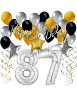 87. Geburtstag Dekorations-Set mit Ballons Happy Birthday Glamour, 34 Teile