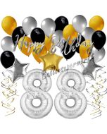 88. Geburtstag Dekorations-Set mit Ballons Happy Birthday Glamour, 34 Teile