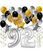 92. Geburtstag Dekorations-Set mit Ballons Happy Birthday Glamour, 34 Teile