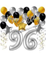 96. Geburtstag Dekorations-Set mit Ballons Happy Birthday Glamour, 34 Teile