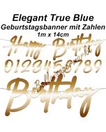 Geburtstagsbanner Elegant True Blue mit Zahlen