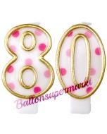 Kerzen Pink Dots Zahl 80