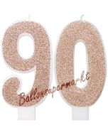 Kerzen Roségold Glitter Zahl 90