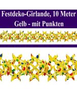 Gelbe Girlande mit bunten Punkten, 10 Meter, Festdekoration und Partydekoration für Veranstaltungen