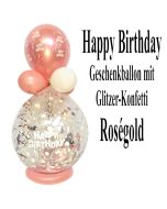 Geschenkballon "Happy Birthday" zum Geburtstag in Roségold