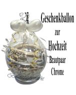 Geschenkballon zur Hochzeit, Brautpaar Spiegel, Luftballons in Gold und Silber