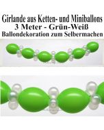 Ballongirlande zum Selbermachen - Kettenballons und Miniballons Grün-Weiß, 3 Meter