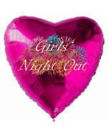 Girls Night Out, Herzluftballon aus Folie in Pink mit Ballongas Helium zu Hen Night, Hen Party und Junggesellinnenabschied