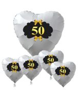 Bouquet Goldene Hochzeit, 50, weiß, mit Ballongas Helium, Dekoration Goldene Hochzeit
