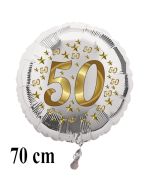 Großer Luftballon zur Goldenen Hochzeit, Zahl 50, Stars, ohne Helium