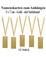 Tischkarten Gold mit Satinband, 12 Stück