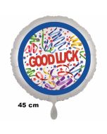 Good Luck Luftballon aus Folie, 45 cm rund, weiss