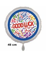 Good Luck Luftballon aus Folie mit Helium, 45cm, rund, weiss