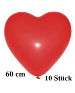 Große Herzluftballons, rot, 60 cm, 10 Stück