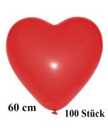 Große Herzluftballons, rot, 60 cm, 100 Stück