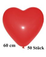 Große Herzluftballons, rot, 60 cm, 50 Stück