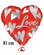 Riesiger Herzluftballon aus Folie mit Helium: Love, Liebe