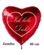 Großer Herzluftballon in Rot " Ich liebe Dich!" Sternchenherz