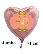 Großer Herzluftballon aus Folie, Rosegold, zum 50. Geburtstag, Rosa-Gold