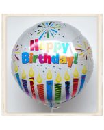 Großer runder Luftballon, Happy Birthday, zum Geburtstag, Ballon mit Helium, Sparkling Candles