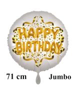 Großer Satin Weiß Happy Birthday Luftballon aus Folie zum Geburtstag, 71 cm, Satin Luxe, heliumgefüllt