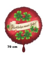Großer Silvester Luftballon: Glückliches Neues Jahr! Satin de Luxe, rot, 70 cm
