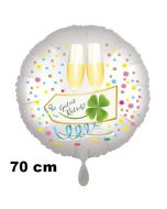 Großer Silvester Luftballon: Guten Rutsch! Satin de Luxe, weiß, 70 cm