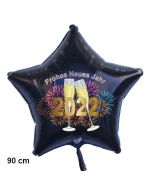 Riesiger Silvester Luftballon, Sternballon aus Folie, 2022 - Feuerwerk - Frohes Neues Jahr