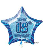 Luftballon aus Folie zum 18. Geburtstag, Happy 18TH Birthday, Prismatik Sternballon 50 cm