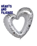 Großes Herz, Folienballon, Hearts and Filigree, Weiß