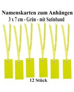 Tischkarten Grün mit Satinband, 12 Stück