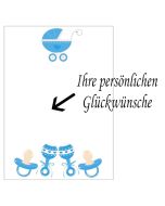 Grusskarte, Babysachen Junge zu Taufe, Babyparty und Geburt