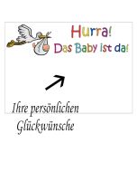 Grusskarte, Hurra! Das Baby ist da! zu Taufe, Babyparty und Geburt