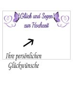 Grußkarte Glück und Segen, Herzen und Schmetterlinge zur Hochzeit