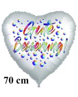 Gute Besserung! Herzballon, Regebogenfarben, aus Folie, 70 cm, mit Ballongas